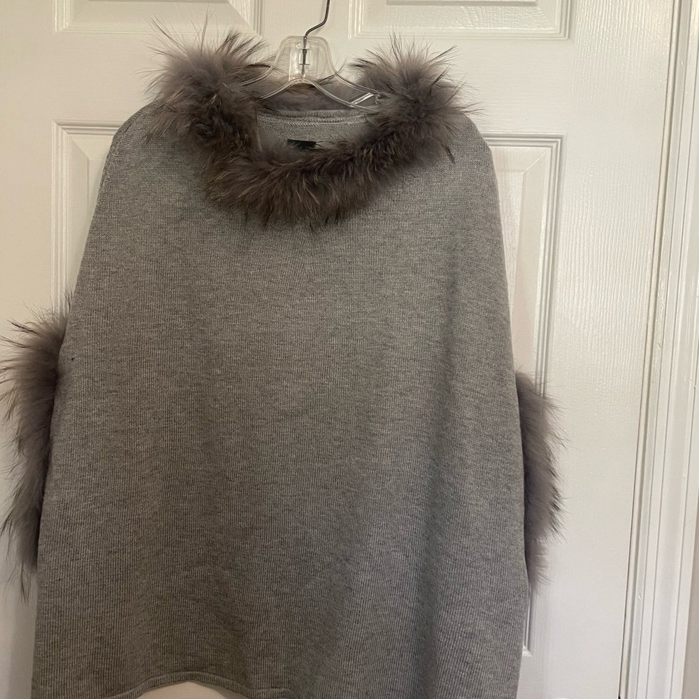 Love Token Gray Sweater with Faux Fur Accents